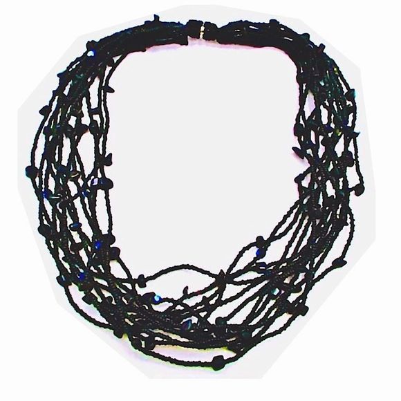 Vintage Black Onyx & Black Seed Bead Multi-Strand Necklace - Picture 15 of 15